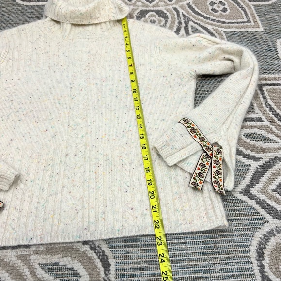 Lauren Hansen Lambswool Blend Open Ribbon Cuff Turtleneck Sweater Size Large - Picture 5 of 7